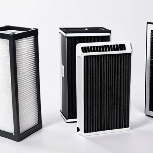 Home 4 **A variety of air purifier filters (HEPA, activated carbon, pre-filter) with price tags in Euros (€), displayed next to each other to show size and material differences.**