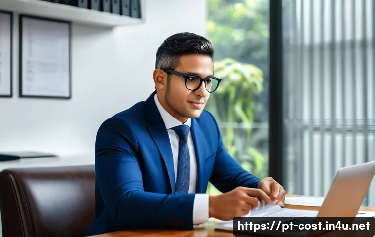 법률 상담 비용 - A professional Brazilian lawyer in a modern São Paulo law office, wearing a formal dark blue suit an...